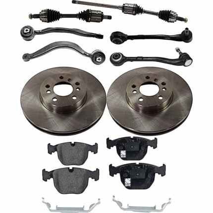 TrueDrive 10-Piece Kit Front, Driver and Passenger Side Axle Assembly, with Brake Discs, Brake Pad Set, and Lower Frontward and Rearward Control Arms