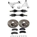 TrueDrive 7-Piece Kit Front, Driver and Passenger Side, Lower Control Arm, FWD, includes Axle Assembly, Brake Discs, and Brake Pad Set