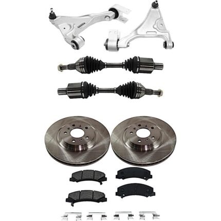 TrueDrive 7-Piece Kit Front, Driver and Passenger Side, Lower Control Arm, FWD, includes Axle Assembly, Brake Discs, and Brake Pad Set
