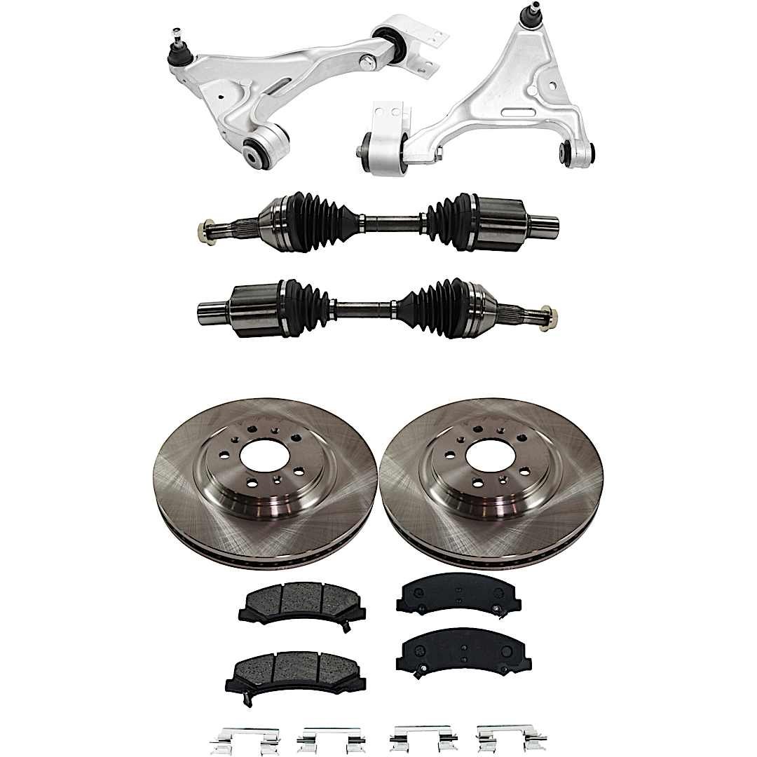 kit-062422-656_1.jpg TrueDrive 7-Piece Kit Front, Driver and Passenger Side, Lower Control Arm, FWD, includes Axle Assembly, Brake Discs, and Brake Pad Set - Image 1