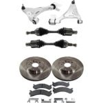 TrueDrive 7-Piece Kit Front, Driver and Passenger Side, Lower Control Arm, Sedan, FWD, FE1 Or FE3 Suspension, includes Axle Assembly, Brake Discs, and Brake Pad Set