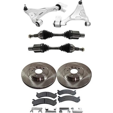 TrueDrive 7-Piece Kit Front, Driver and Passenger Side, Lower Control Arm, Sedan, FWD, FE1 Or FE3 Suspension, includes Axle Assembly, Brake Discs, and Brake Pad Set
