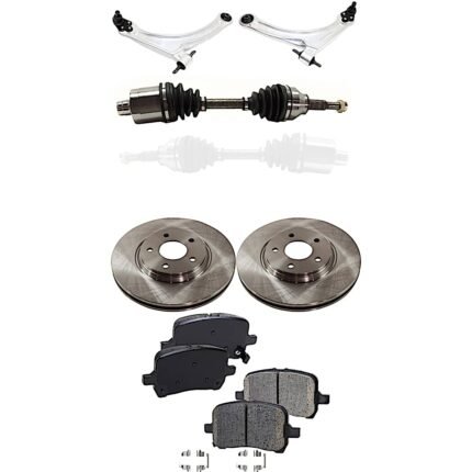 TrueDrive 7-Piece Kit Front, Driver and Passenger Side, Lower Control Arm, FWD, Automatic Transmission, With Rear Disc Brakes, includes Axle Assembly, Brake Discs, and Brake Pad Set