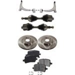 TrueDrive 7-Piece Front, Driver and Passenger Side, Lower Control Arm Kit with Axle Assemblies, Brake Discs, Brake Pad Set, and Control Arms, Automatic Transmission