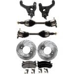 TrueDrive 7-Piece Kit Front, Driver and Passenger Side, Lower Control Arm, 8 Lugs Wheels, Heavy Duty, includes Axle Assembly, Brake Discs, and Brake Pad Set