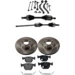 TrueDrive 7-Piece Kit Front, Driver and Passenger Side, Upper and Lower Control Arm with Axle Assembly, Brake Discs, and Brake Pad Set