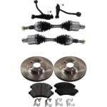 TrueDrive 7-Piece Kit Front, Driver and Passenger Side, Lower Control Arm, Steel Arm, includes Axle Assembly, Brake Discs, and Brake Pad Set