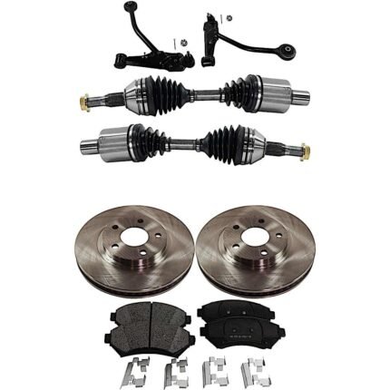 TrueDrive 7-Piece Kit Front, Driver and Passenger Side, Lower Control Arm, Steel Arm, includes Axle Assembly, Brake Discs, and Brake Pad Set