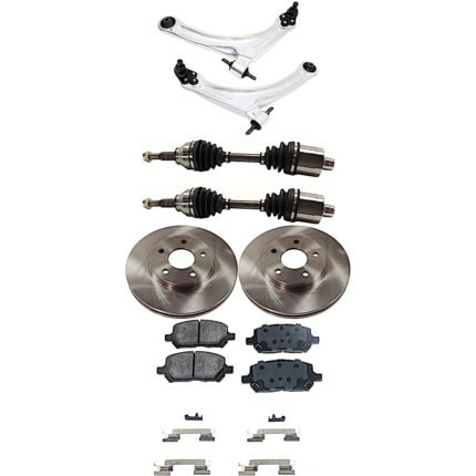 TrueDrive 7-Piece Kit Front, Driver and Passenger Side, Lower Control Arm, FWD, Automatic Transmission, 5 Lug Wheels, includes Axle Assembly, Brake Discs, and Brake Pad Set
