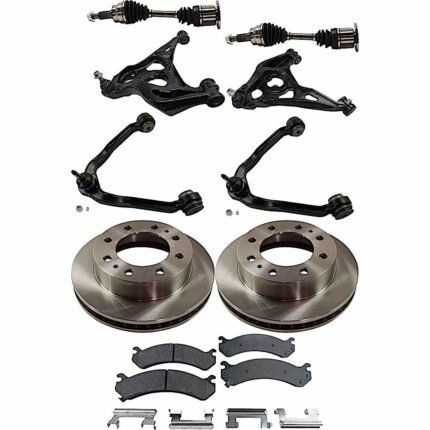 TrueDrive 9-Piece Kit Front, Driver and Passenger Side, Upper and Lower Control Arm, All Wheel Drive, 8 Lug Wheels, R Series, includes Axle Assembly, Brake Discs, and Brake Pad Set