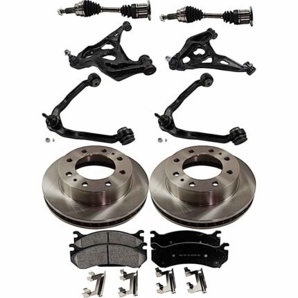 TrueDrive 9-Piece Kit Front, Driver and Passenger Side, Upper and Lower Control Arm, All Wheel Drive, 8 Lug Wheels, R Series, includes Axle Assembly, Brake Discs, and Brake Pad Set