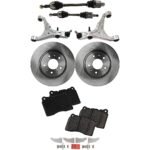 TrueDrive 7-Piece Kit Front, Driver and Passenger Side, Lower Control Arm with Axle Assembly, Brake Discs, and Brake Pad Set, AWD, 303mm Front Disc, 6 Lugs