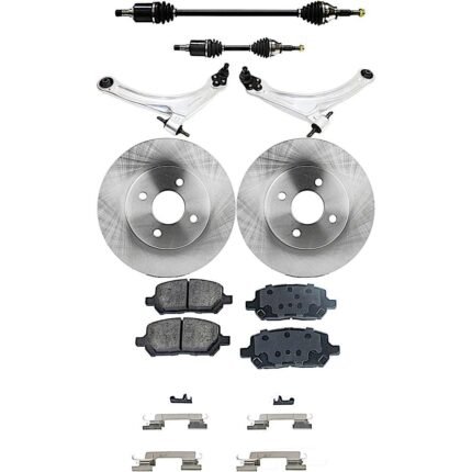 TrueDrive 7-Piece Kit Front, Driver and Passenger Side, Lower Control Arm with Axle Assemblies, Brake Discs, and Brake Pad Set, FWD, Manual Transmission, 4-Lug Wheels, For Models with FE3 Suspension