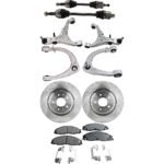 TrueDrive 9-Piece Kit Front, Driver and Passenger Side, Upper and Lower Control Arm, with Axle Assembly, Brake Discs, and Brake Pad Set