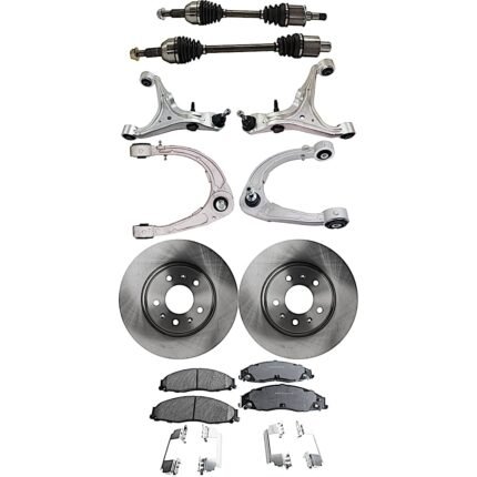 TrueDrive 9-Piece Kit Front, Driver and Passenger Side, Upper and Lower Control Arm, with Axle Assy, Brake Discs, and Brake Pad Set, AWD, For Models w/ 303mm Front Disc, w/o Brembo Brakes