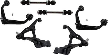 TrueDrive 6-Piece Kit Front, Driver and Passenger Side, Upper and Lower Control Arm, includes (4) Control Arm and (2) Sway Bar Link