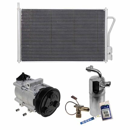DriveMotive 3-Piece Kit A/C Compressor, 6-Groove Pulley, includes A/C Condenser, and A/C Service Kit (A/C Accumulator, A/C Orifice Tube, and A/C O-Ring and Gasket Seal Kit)