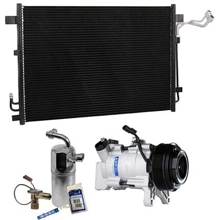 DriveMotive 3-Piece Kit A/C Compressor, 7-Groove Pulley, includes A/C Condenser, and A/C Service Kit (A/C Expansion Valve, A/C Receiver Drier, and A/C O-Ring and Gasket Seal Kit)
