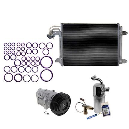 DriveMotive 3-Piece Kit A/C Compressor, 6-Groove Pulley, includes A/C Condenser, and A/C Service Kit (A/C Expansion Valve, A/C Receiver Drier, and A/C O-Ring and Gasket Seal Kit)