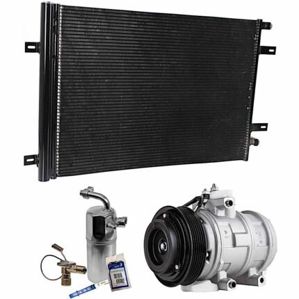 DriveMotive 3-Piece Kit A/C Compressor, 6-Groove Pulley, includes A/C Condenser, and A/C Service Kit (A/C Expansion Valve, A/C O-Ring and Gasket Seal, and Drier Desiccant Element)