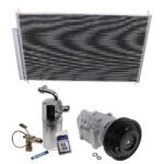 DriveMotive 3-Piece Kit A/C Compressor with A/C Condenser, and A/C Service Kit (A/C Expansion Valve, A/C O-Ring and Gasket Seal Kit, and Drier Desiccant Element), 6-Groove Pulley
