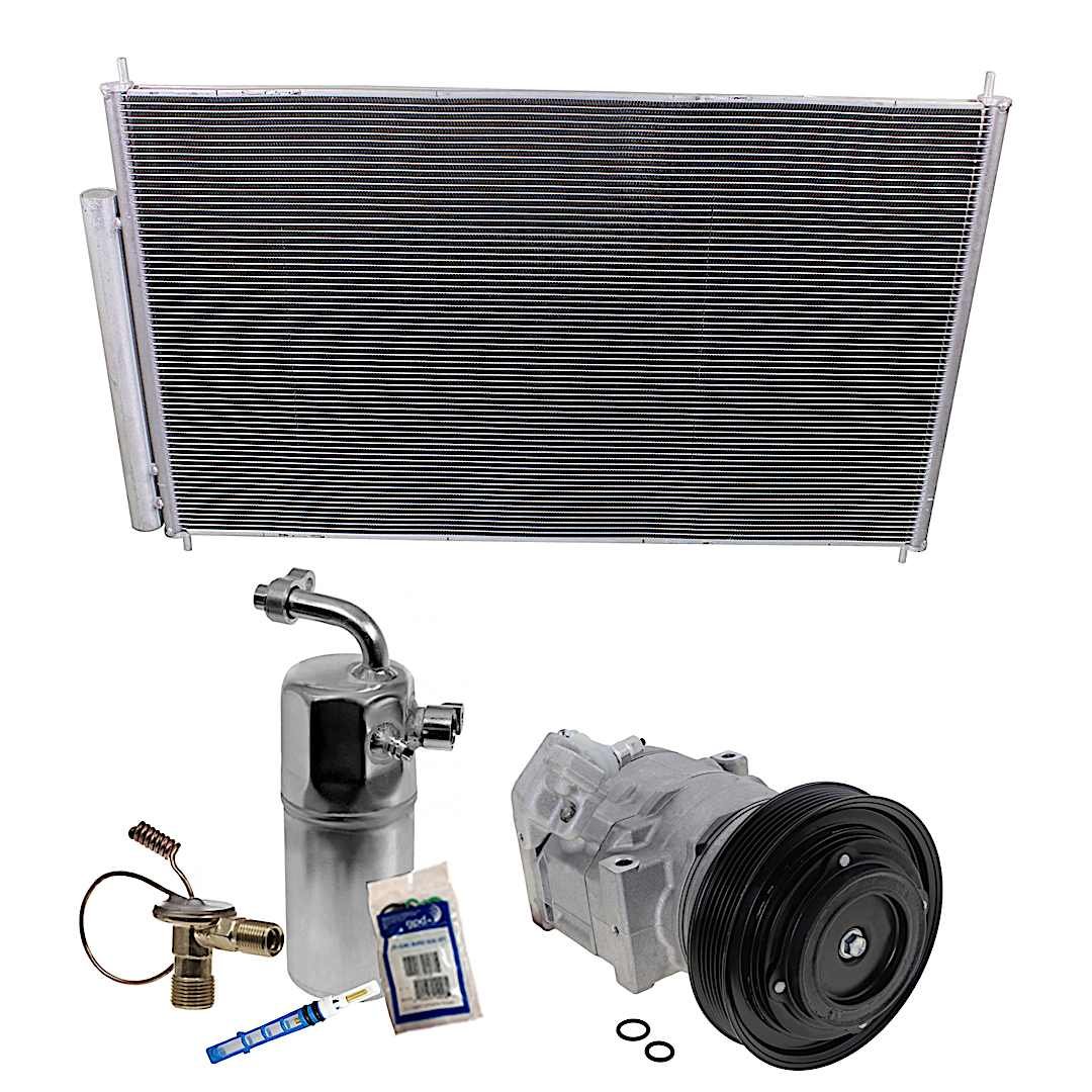 kit-063021-32_1.jpg DriveMotive 3-Piece Kit A/C Compressor with A/C Condenser, and A/C Service Kit (A/C Expansion Valve, A/C O-Ring and Gasket Seal Kit, and Drier Desiccant Element), 6-Groove Pulley - Image 1