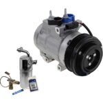 DriveMotive 2-Piece Kit A/C Compressor Kit with A/C Service Kit, with Clutch, 6-Groove Pulley, with Rear Air Conditioning, (From 12-05-2005), with Hose Fitting Bolts on the Left, 4.53 in. Diameter Clutch