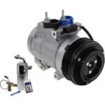 DriveMotive 2-Piece Kit A/C Compressor Kit with A/C Service Kit, with Clutch, 6-Groove Pulley, With Hose Fitting Bolts on the Left, 4.53 in. Diameter Clutch