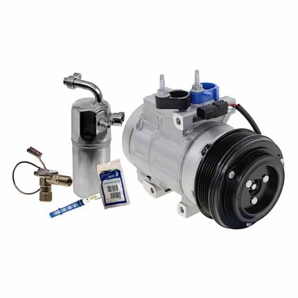 DriveMotive 2-Piece Kit A/C Compressor Kit with A/C Service Kit, with Clutch, 6-Groove Pulley, with Hose Fitting Bolts on the Left, 4.53 in. Diameter Clutch