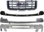 Replacement 4-Piece Kit, Front Bumper, Chrome, Includes (1) Bumper, (1) Bumper Bracket, (1) Bumper Cover, and (1) Grille