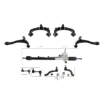 Replacement 11-Piece Kit Steering Rack, With Hydraulic Power, includes (2) Ball Joint, (4) Control Arm, (1) Steering Rack, (2) Sway Bar Link, and (2) Tie Rod End