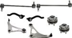 TrueDrive 8-Piece Kit Front, Driver and Passenger Side, Lower Control Arm, Coupe, includes (2) Control Arm, (1) Sway Bar Link, (2) Tie Rod End, and (2) Wheel Hub