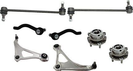 TrueDrive 8-Piece Kit Front, Driver and Passenger Side, Lower Control Arm, Coupe, includes (2) Control Arm, (1) Sway Bar Link, (2) Tie Rod End, and (2) Wheel Hub