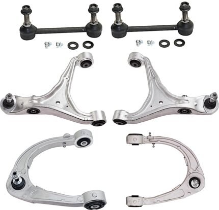 TrueDrive 6-Piece Kit Front, Driver and Passenger Side, Upper and Lower Control Arm, includes (4) Control Arm and (2) Sway Bar Link