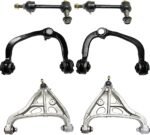 TrueDrive 6-Piece Kit Front, Driver and Passenger Side, Upper and Lower Control Arm, includes (4) Control Arm and (2) Sway Bar Link