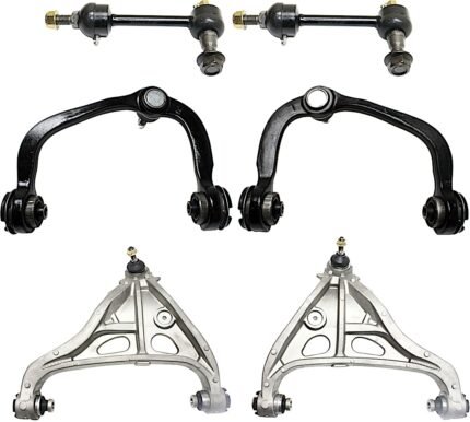 TrueDrive 6-Piece Kit Front, Driver and Passenger Side, Upper and Lower Control Arm, includes (4) Control Arm and (2) Sway Bar Link