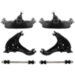 TrueDrive 6-Piece Kit Front, Driver and Passenger Side, Upper and Lower Control Arm with Sway Bar Links, Rear Wheel Drive