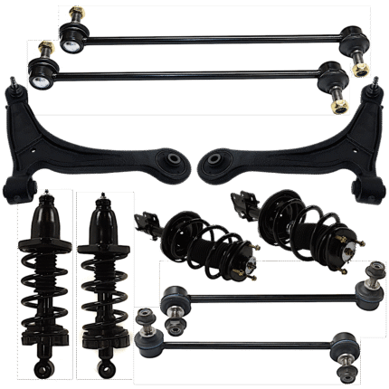 TrueDrive 10-Piece Kit Front and Rear, Driver and Passenger Side Fully Loaded Struts with Control Arms, and Sway Bar Links