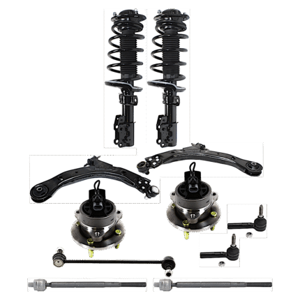 TrueDrive 11-Piece Kit Fully Loaded Strut Includes Control Arm, Sway Bar Link, Tie Rod End, and Wheel Hub