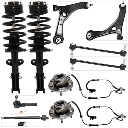 TrueDrive 11-Piece Kit Front, Driver and Passenger Side, Lower, Inner and Outer Shock Absorber and Strut Assembly with Control Arms, Sway Bar Links, Tie Rod Ends, and Wheel Hubs