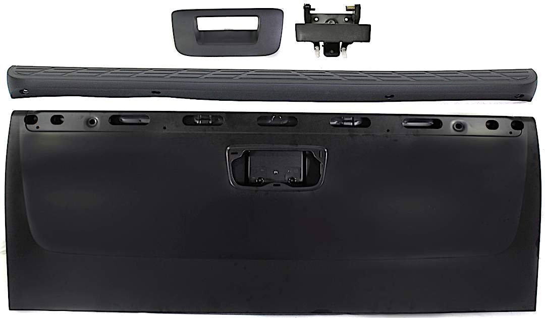kit-071017-72_1.jpg Replacement 4-Piece Kit Tailgate, Primed, Includes (1) Tailgate, (1) Tailgate Handle, (1) Tailgate Handle Bezel, and (1) Tailgate Molding - Image 1