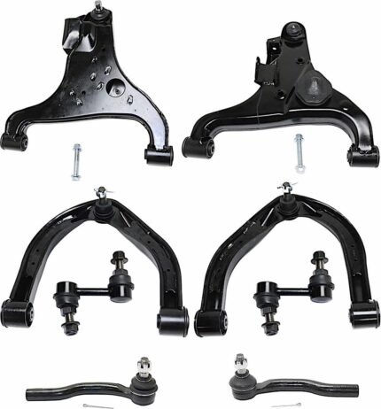 TrueDrive 8-Piece Kit Front, Driver and Passenger Side, Upper and Lower Control Arm Kit, Includes (4) Control Arm, (2) Sway Bar Link, and (2) Tie Rod End