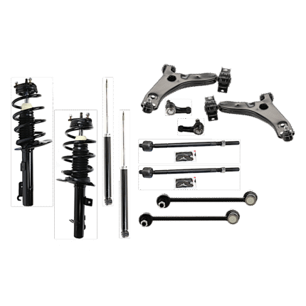 TrueDrive 12-Piece Kit Front and Rear Suspension with Control Arm, Shock Absorber and Strut Assembly, Sway Bar Link, and Tie Rod End