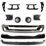 Replacement 11-Piece Kit, Front Bumper, Chrome, Includes (1) Bumper, (6) Bumper Bracket, (1) Bumper Cover, (2) Fog Light Cover, and (1) Valance