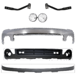 Replacement 7-Piece Kit Front Bumper, Chrome, Includes (1) Bumper, (2) Bumper Bracket, (2) Fog Light, and (2) Valance