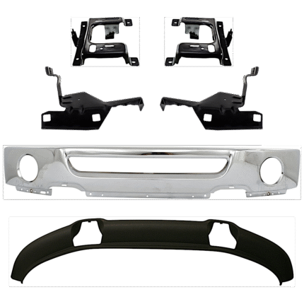 Replacement 6-Piece Kit Front Bumper, Chrome, Includes (1) Bumper, (4) Bumper Bracket, and (1) Valance