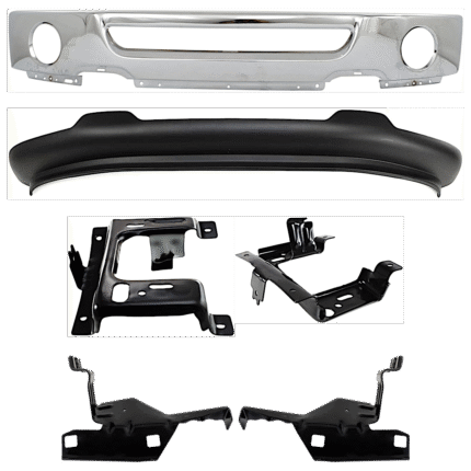Replacement 6-Piece Kit, Front Bumper, Chrome, Includes (1) Bumper, (4) Bumper Bracket, and (1) Valance