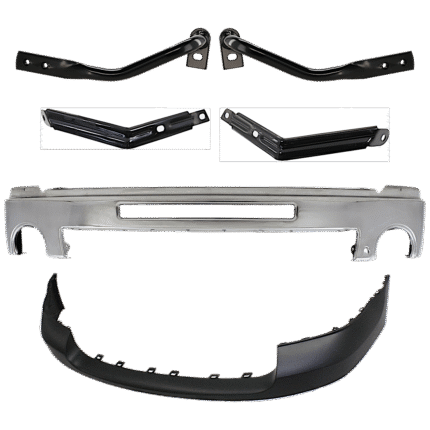 Replacement 6-Piece Kit, Front Bumper, Chrome, Includes (1) Bumper, (4) Bumper Bracket, and (1) Bumper Cover