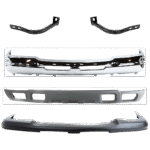 Replacement 5-Piece Kit Front Bumper, Chrome, Includes (1) Bumper, (2) Bumper Bracket, (1) Bumper Cover, and (1) Valance
