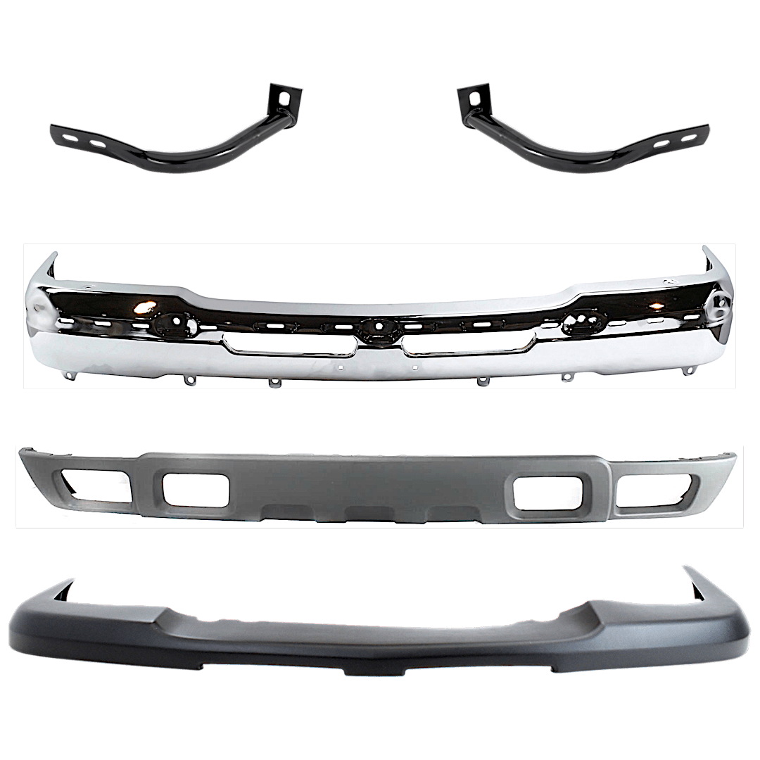 kit-071824-c246_1.png Replacement 5-Piece Kit Front Bumper, Chrome, Includes (1) Bumper, (2) Bumper Bracket, (1) Bumper Cover, and (1) Valance - Image 1